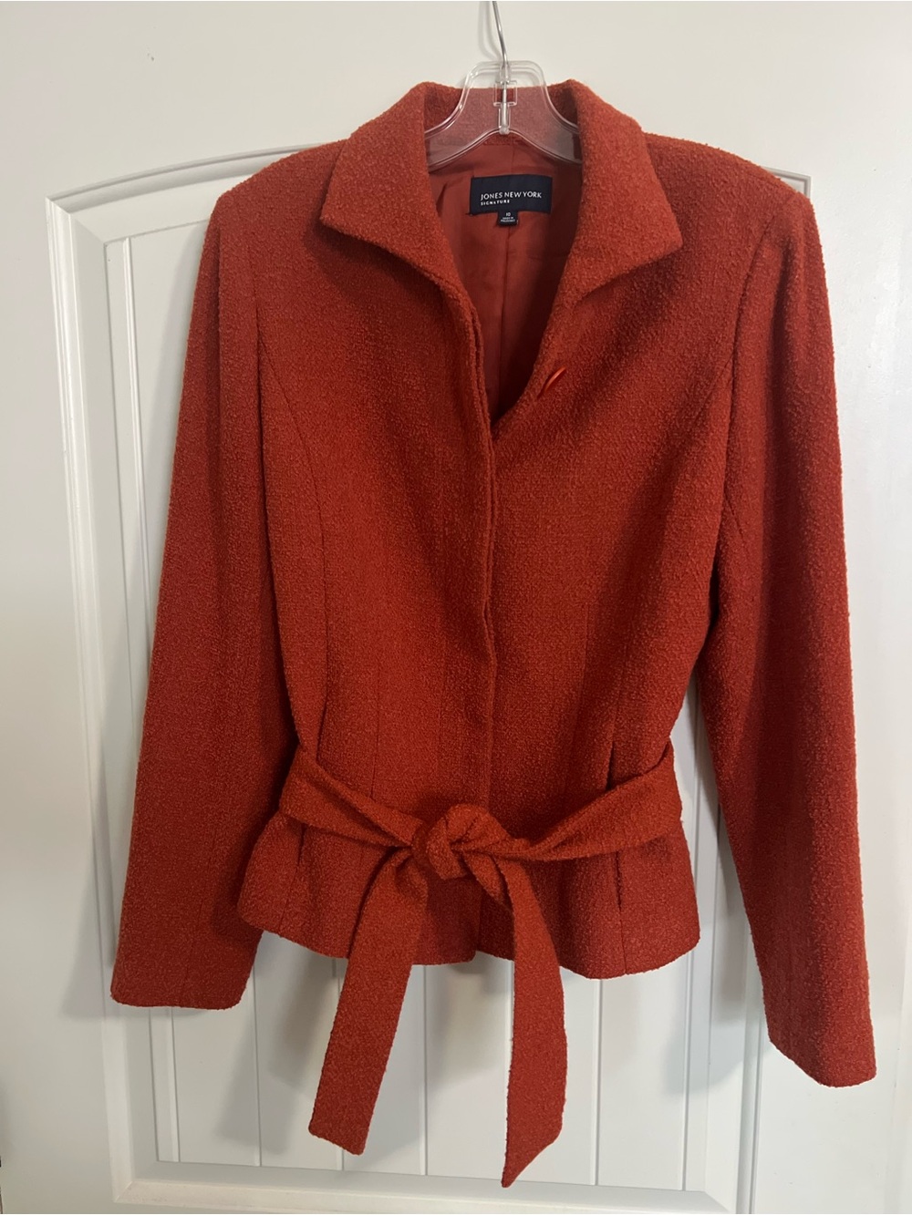 Jones New York Burnt Orange Belted Bouclé Blazer